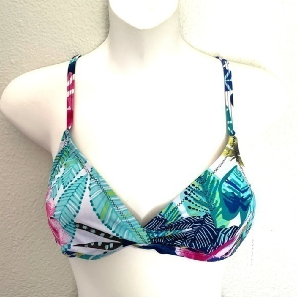 ALOFAAGA multicolor tropical print bikini top -M